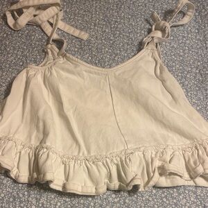 Jacqui E The Label White Denim Camisole with Ruffle Detail